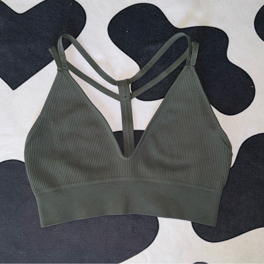 Spiritual Gangster Olive Green Strappy Bralette